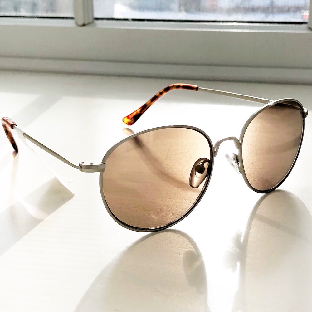 Joe’s Jeans round sunglasses pearl metal frame NWT